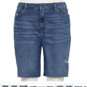 NWT SONOMA PLUS 18W LESLIE BERMUDA FRAYED RIPPED HIGH RISE JEAN SHORTS